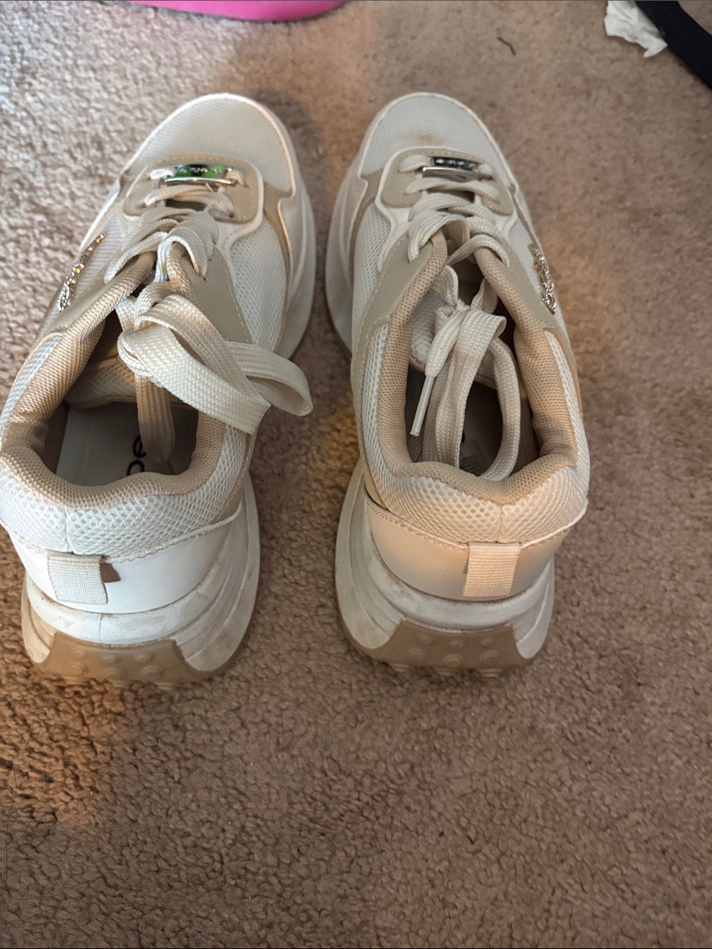 bebe Cream/Beige Platform Lace-Up Sneakers